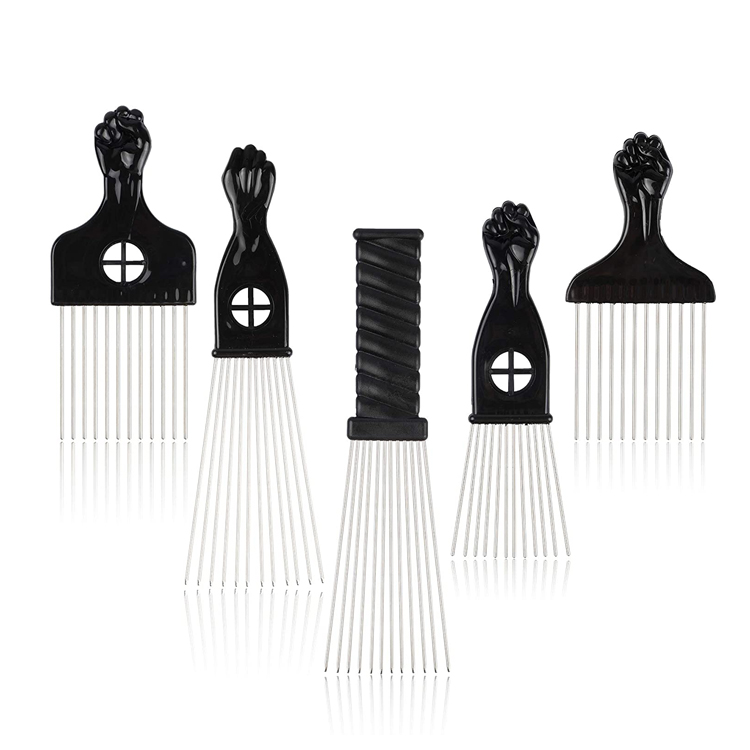 5 PCS 검은 주먹 금속 머리 빗 빗
