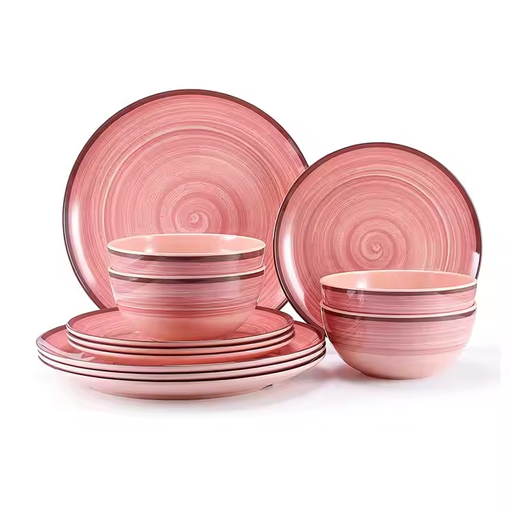 맞춤형 멜라민 4 재사용 가능한 12pcs 멜라민 테이블웨어 세트