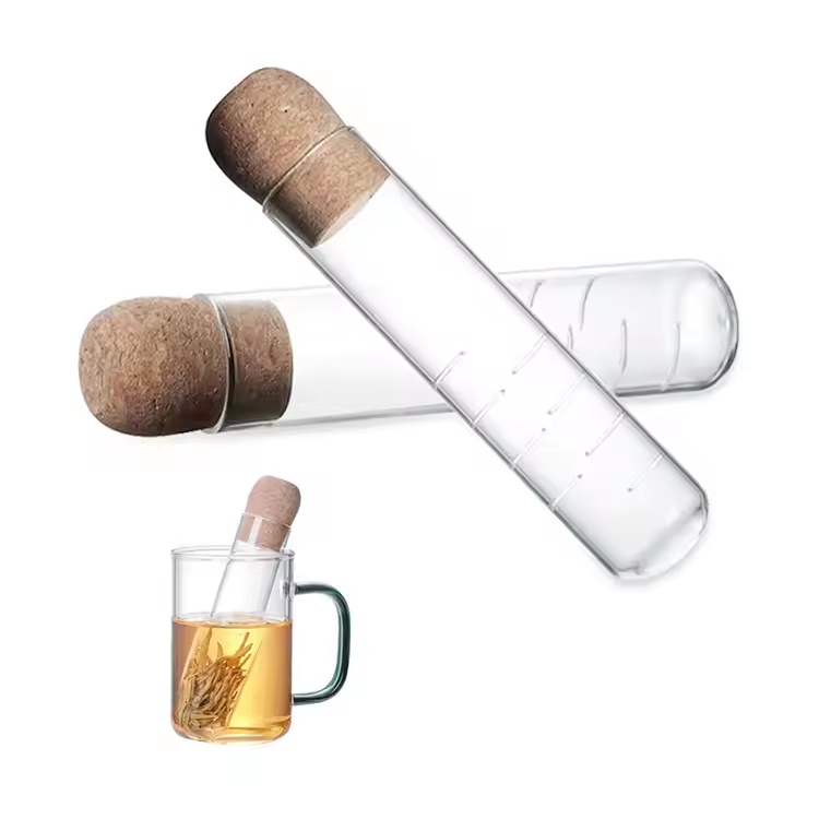 설계 튜브 모양 붕소 유리 차 Infuser 스트레이너