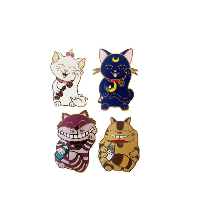 선물 금 도금 하드 에나멜 만화 자석 금속 옷깃 핀