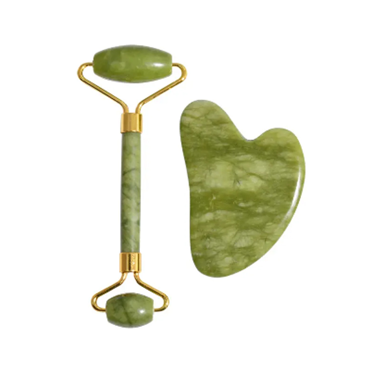 고품질 안면 마사지 자연 Gua Sha Green Jade Roller