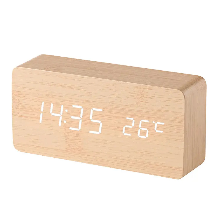 저가 디스플레이 USB Wood LED 디지털 테이블 시계
