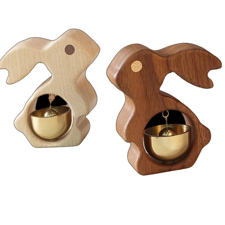 단단한 나무 토끼 냉장고 자석 손으로 만들어진 황동 초인종